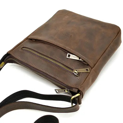 Чоловіча шкіряна сумка через плече TARWA 22х25.5х3.5 см sum0025339 - фото 6