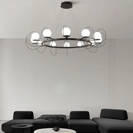 Люстра в форме кольца Hubble Bubble Line.F Диаметр 60см - фото 4