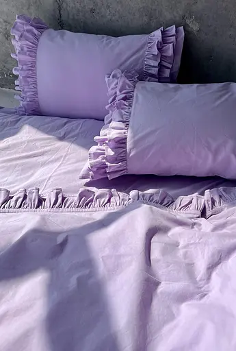 Комплект постільної білизни двоспальний євро з рюшами 200х220 см варена бавовна White Dream Ліловий  (2003R) - фото 9