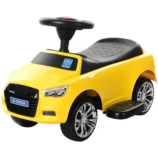 Каталка-толокар Bambi M 3503A-6 з батьківською ручкою та музикою для малюка жовта