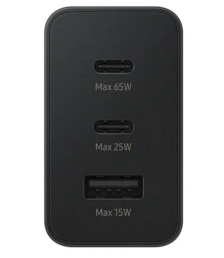 Блок питания USB C 65 Вт, 3 порта, универсальный адаптер для смартфона, мультипорт, мощная зарядка, сетевой блок, черный - фото 3