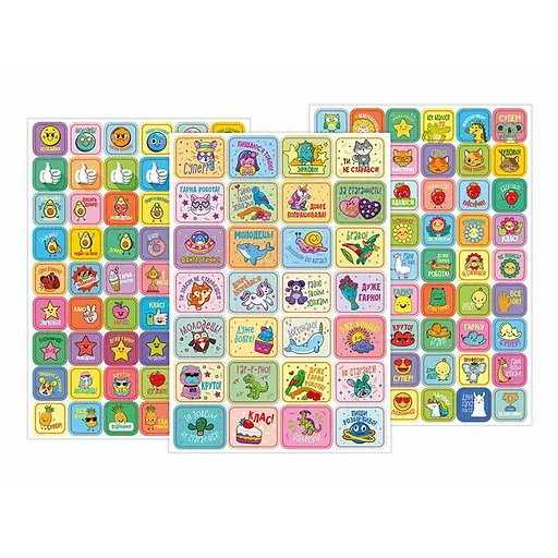 Набор наклеек "Оценки" Ранок 10106101 бирюзовые, 4 листа, 158 стикеров - фото 2