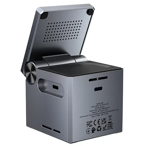 Бездротовий зарядний пристрій Hoco CQ8 3в1 сірий - фото 7