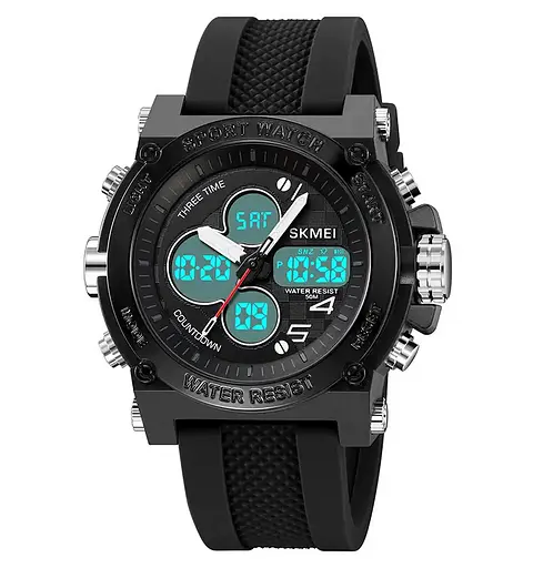 Годинник чоловічий наручний спортивний Skmei 2065 (Чорний з білим) - фото 3