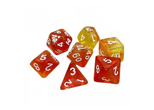 Набір кубиків Double Color Glitter 7 Dice Set - Orange-Yellow , 7 шт. (g7dglitdc09)