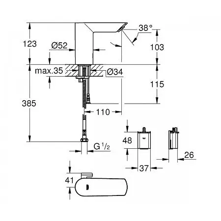 Смеситель для умывальника сенсорный Grohe Bau Cosmopolitan 36451000 Хром - фото 2