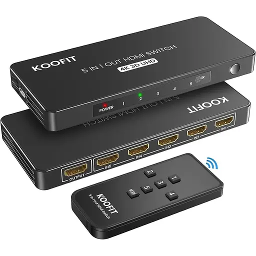 HDMI-переключатель 5 In 1 Out, HDMI Splitter 4K поддерживает 4K 3D UHD