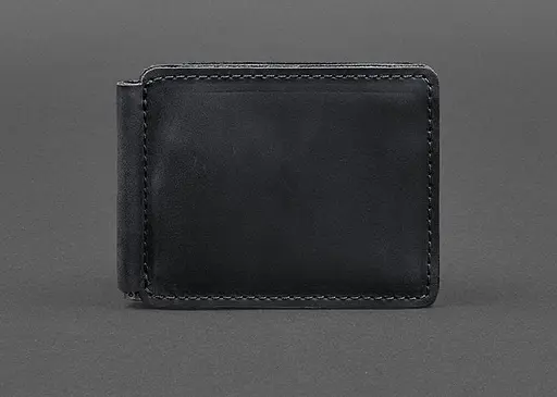 Кожаный портмоне 13.0 зажим Черный Crazy Horse - фото 1