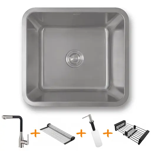 Комплект кухонной мойки и смесителя из нержавеющей стали NS-4643, Нержавеющая сталь - фото 1