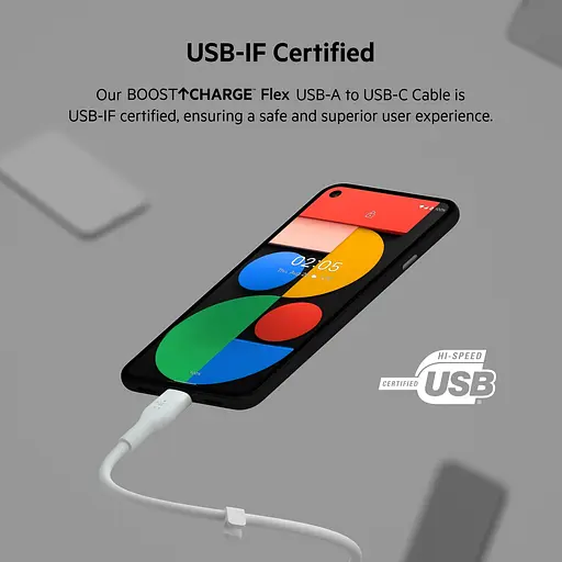 Belkin Кабель USB-A - USB-C силиконовый, с клипсой, 2м, белый - фото 10