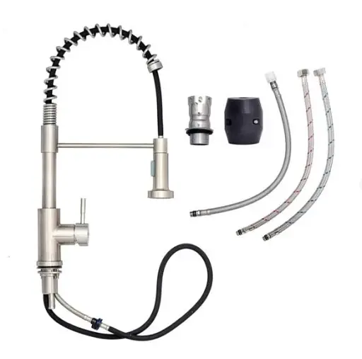 Смеситель кухонный Zegor SAP4-G090 с пружиной и выдвижным изливом Нержавеющая сталь 30412 - фото 2