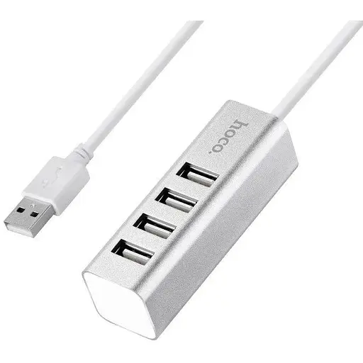 Usb-хаб Hoco HB1 4Usb Line machine Серебристый - фото 1