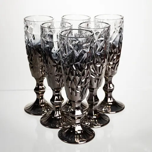 Набор бокалов для шампанского 6 штук 160 мл подарочные бокалы для шампанского на ножке фужеры для игристых вин Серый Yiwu HP-19-180 - фото 1