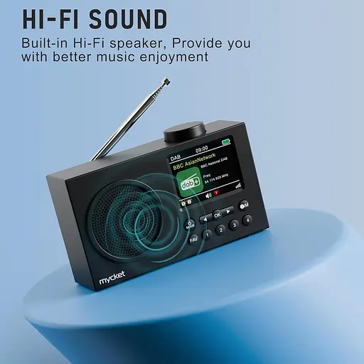 Портативное радио Mycket DAB, цифровые радиоприемники DAB Plus с Bluetooth, USB-перезаряжаемые FM-радиоприемники, небольшое радио - фото 2