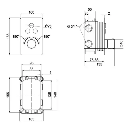 Смеситель термостатический для душа Qtap Votice 6443T105NKB скрытого монтажа - фото 5