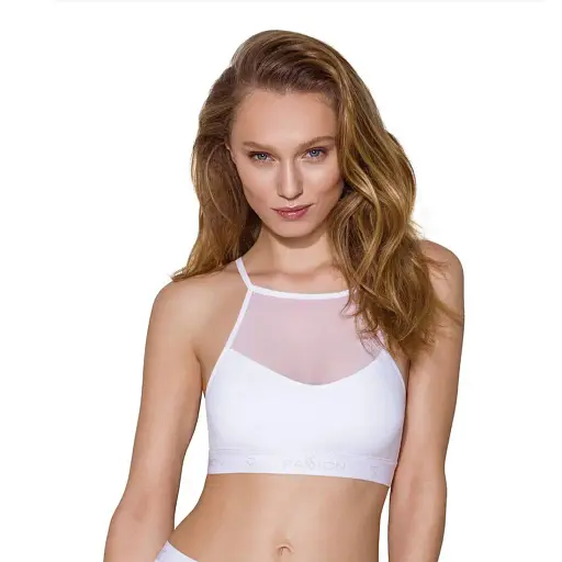 Спортивный топ с прозрачной вставкой Passion PS006 TOP white L
