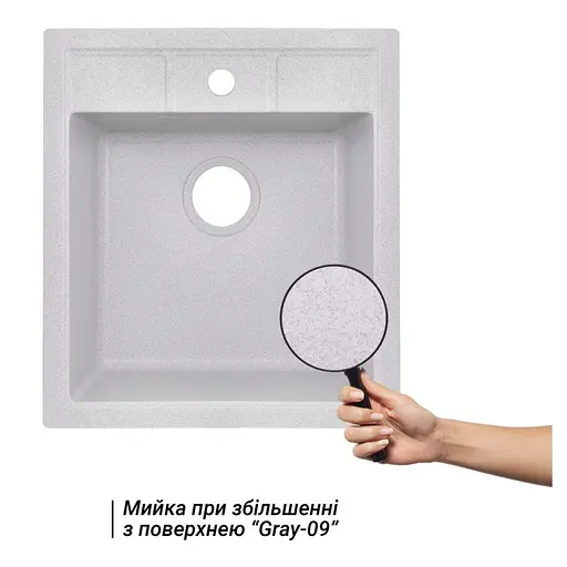 Кухонна мийка Lidz 460x515/200 GRA-09 (LIDZGRA09460515200), Сірий - фото 3