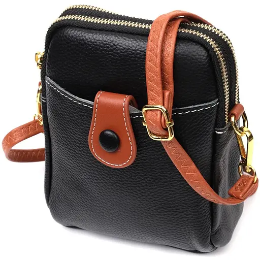 Сумка трапеция для женщин Vintage из натуральной кожи 14.5х18х5.5 см sum0029046 - фото 1