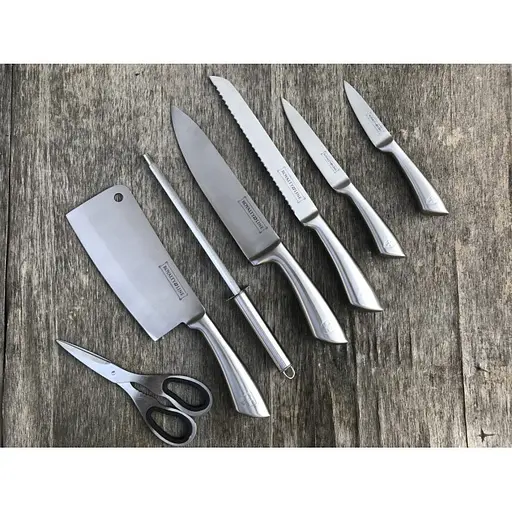 Набор ножей для кухни Royalty Line RL-KSS600 7в1 кухонные ножи из нержавеющей стали на вращающейся подставке - фото 3