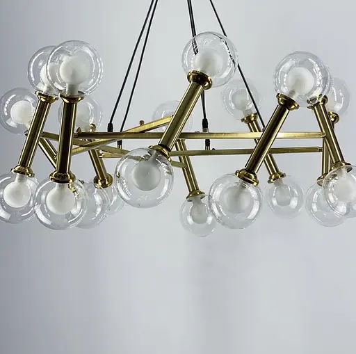 Сучасний світильник з регулюючими ріжками з плафоном з подвійного скла Line.F Колір корпусу Латунь - фото 6