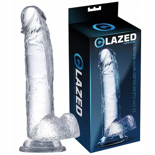 Фалоімітатор Glazed With Balls 22 см (прозорий) - фото 9