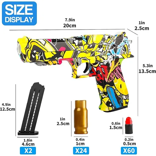 Іграшковий пістолет для дітей від 6 років, з 60 м'якими кульками та 2 магазинами - фото 5