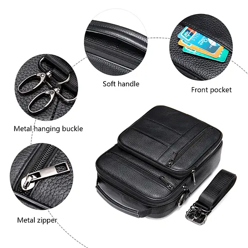 Кожаный мессенджер мужской Vintage 20х25,5х5,5 см sum0013959 - фото 4