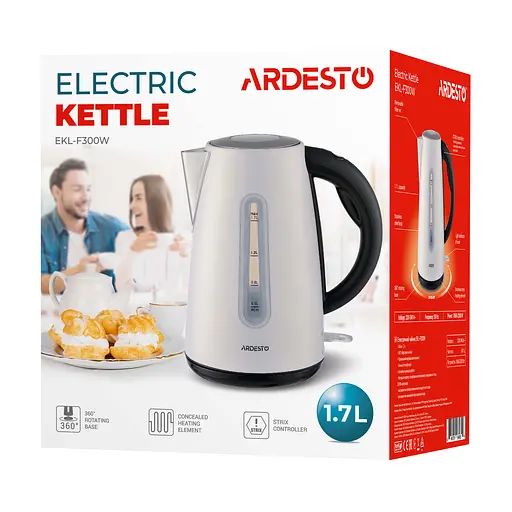Электрочайник Ardesto 1.7л Strix металл белый - фото 8