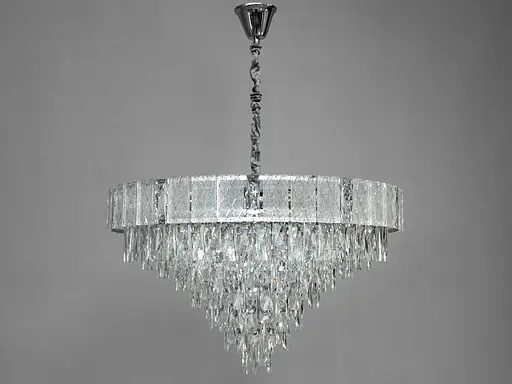 Сучасна кришталева люстра в вітальню, 18 ламп, хром - фото 2