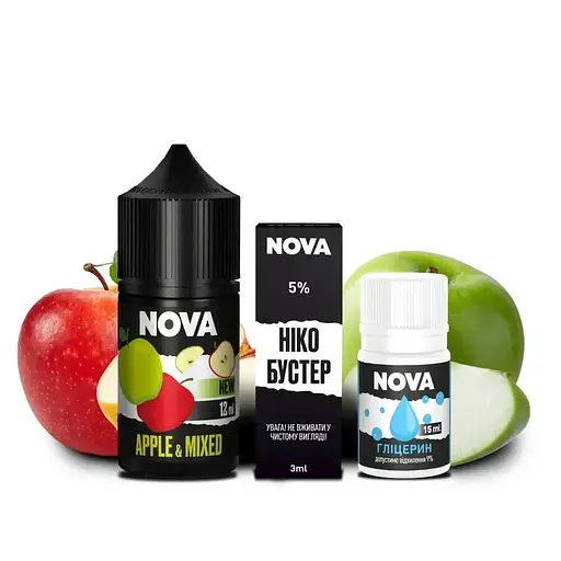 Набор компонентов для самозамеса солевой заправки Nova 30 мл APPLE MIXED Яблоко, 0-50 мг (18070)