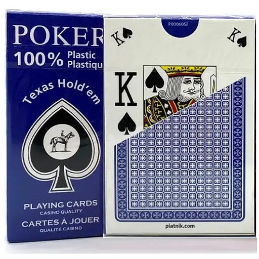Карты игральные Piatnik 100% Plastic Poker Texas Hold'em (blue) (PT-135811) - фото 1