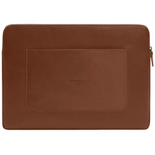 Кожаный чехол BlankNote для ноутбука на молнии с хлястиком и карманом Светло-коричневый - фото 1