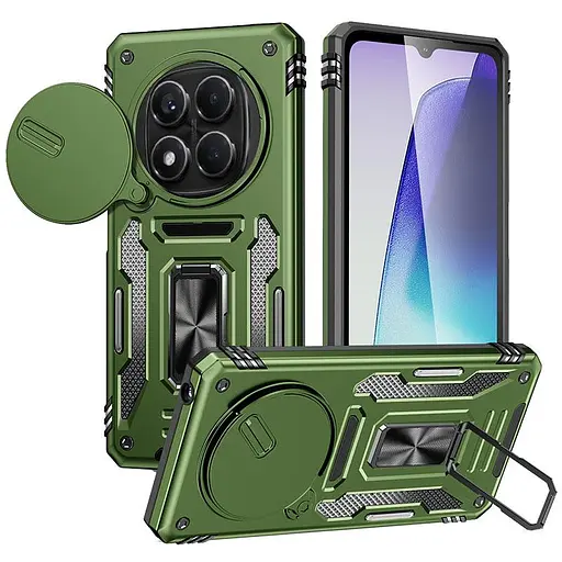Чохол Epik ударостійкий Camshield Army Ring для Xiaomi Redmi Note 14 Pro 4G/5G/Poco X7 Оливковий/Army Green
