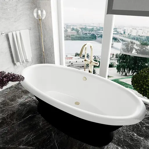 Ванна отдельностоящая глянцевая Amdcon Olmpa 180x90 черная на пьедестале из литого камня OLMPA_180_pad_BLACK_HL Черный - фото 5