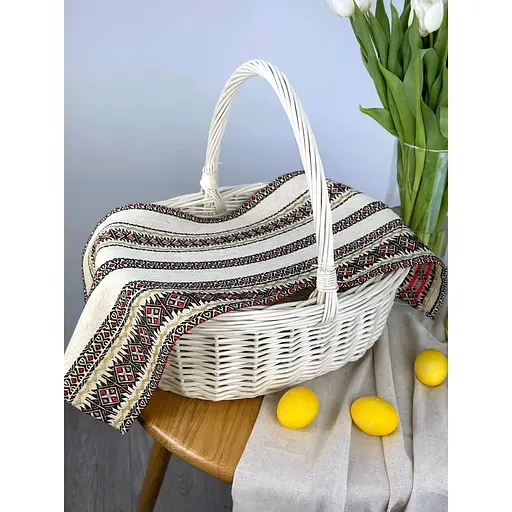 Пасхальное полотенце льняное для корзины Святогор 70х30 см Красный