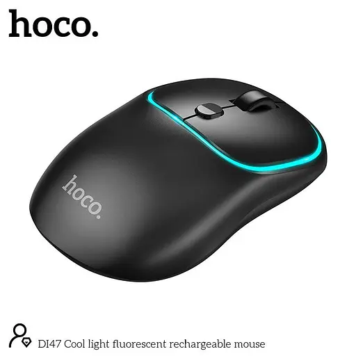 Миша Hoco DI47 Cool світло-флуоресцентна акумуляторна миша 2.4G / BT чорна - фото 4
