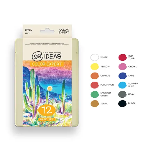 Набор цветных карандашей 99IDEAS "Color Expert" 12 цветов, Basic Set, металлическая коробка, 99CE-12BAS - фото 3
