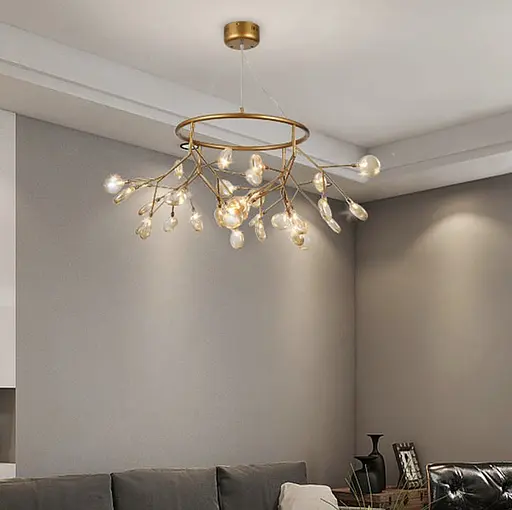 Современная люстра-кольцо золотистого цвета на 27 ламп Line.F Цвет плафона Белый - фото 1