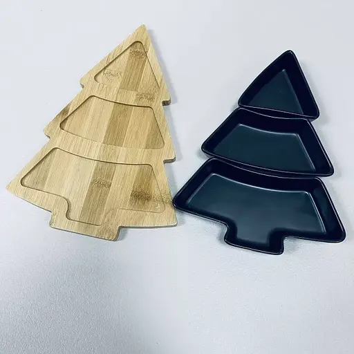 Менажниця 26x15x5 см на підставці Olens 8030-389 на 3 секції ялинка Чорний - фото 3