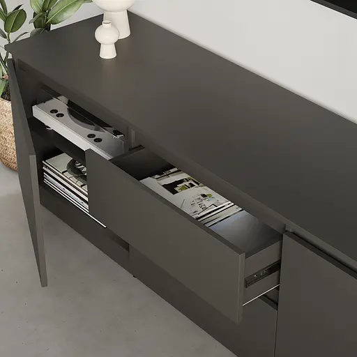 Тумба під телевізор MebelStar Нео 2Ш2Д 150x43x53 см Антрацит (MBS-1258) - фото 3