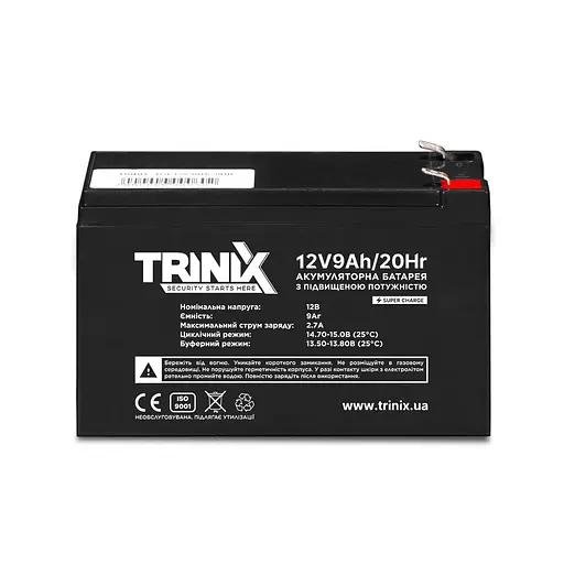 Аккумуляторная батарея гелевая 12В 9Ач Trinix TGL12V9Ah/20Hr GEL Super Charge (44-00074) - фото 2