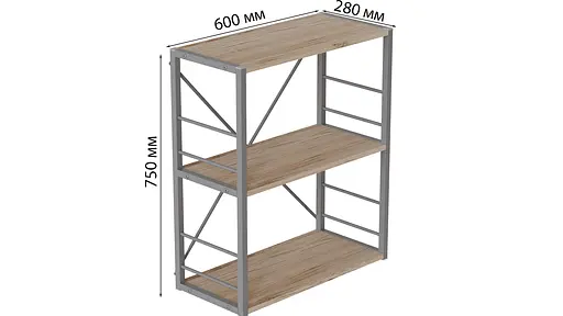Этажерка 3/60 Серии Коннект 73x60x28 серый ДСП Дуб Сан-Марино 16мм FRD-104267 - фото 3