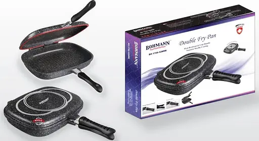 Сковорода гриль BOHMANN BH-1700-32MRB двухсторонняя 32 см с мармуровым покрытием. - фото 9