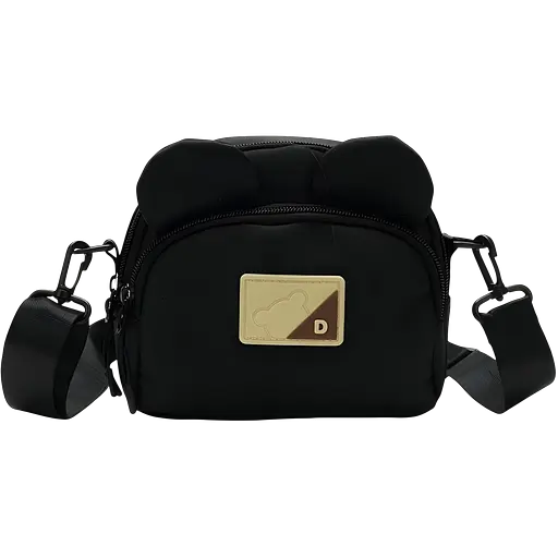 Детская сумка кросс-боди с ушками в корейском стиле 19х16х7 см черная (25-571) - фото 3