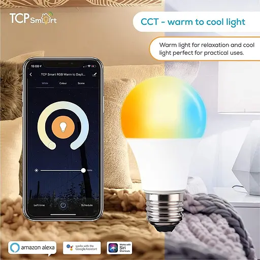 Світлодіодна лампа TCP Smart Wi-Fi класична E27 колір регулюється білий і зміна кольору затемнюється - фото 5