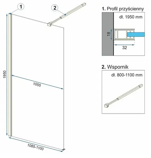 Душова стінка Rea Aero ombre 110 matt brushed gold REA-K2465, матовий, золотий - фото 7