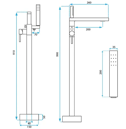 Смеситель для ванны Rea Flores black напольный REA-B2711 Черный матовый - фото 5
