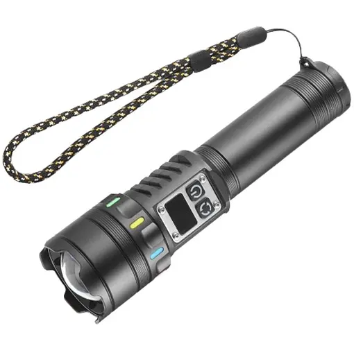 Ручний ліхтар на акумуляторі TG + COB 9 режимів роботи COBA CB-A281 ліхтарик ручний з індикатором заряду Чорний - фото 1