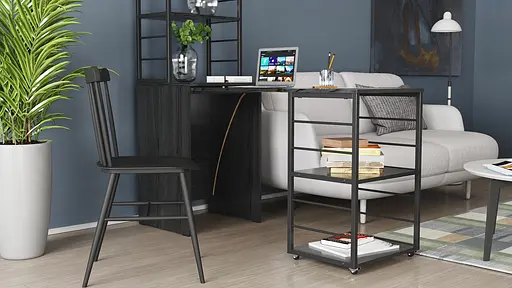 Стіл-тумба трансформер Смарт 3/1 з етажеркою Ferrum-decor 1430x1450x500 Чорний метал ДСП Сосна Кембра 16 мм (FRD-105111) - фото 4