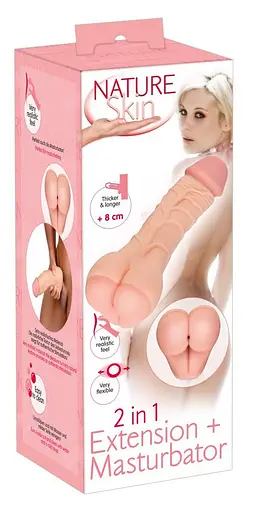 Мастурбатор Nature Skin 2in1 Extension телесный - фото 9